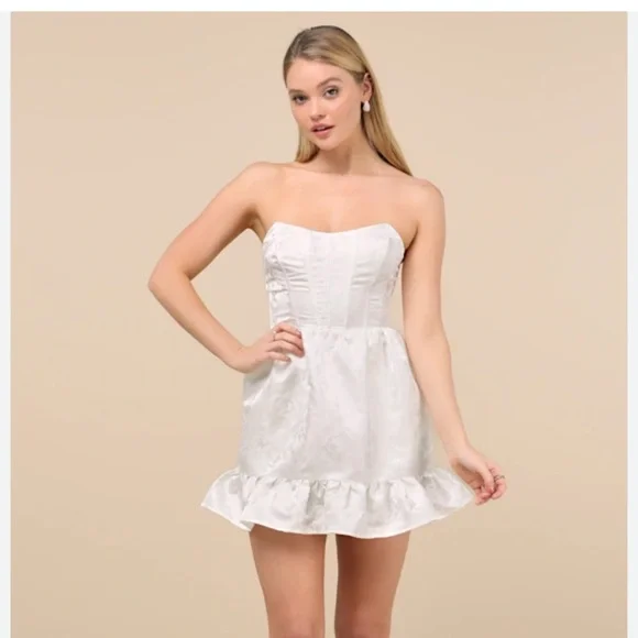 knee length dresses for ladies Oriana Strapless Bustier Mini Dress – Dolce&Glamour main image 1